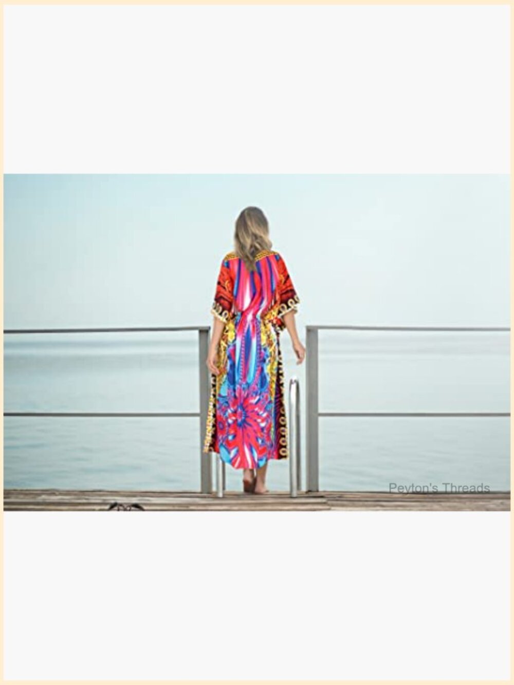 Women's Caftan Long Boho Evening Gown Cover Up One Size - Picture 5 of 6